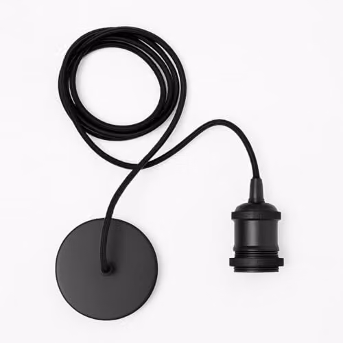 CGC Lighting Black Adjustable Suspended Pendant Light with Matching Ceiling Rose and E27 Holder