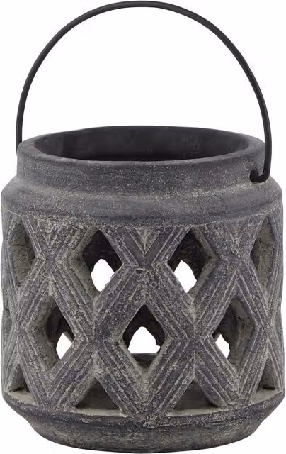 Love Lace Amalfi Grey Lattice Concrete Tealight Lantern – 1