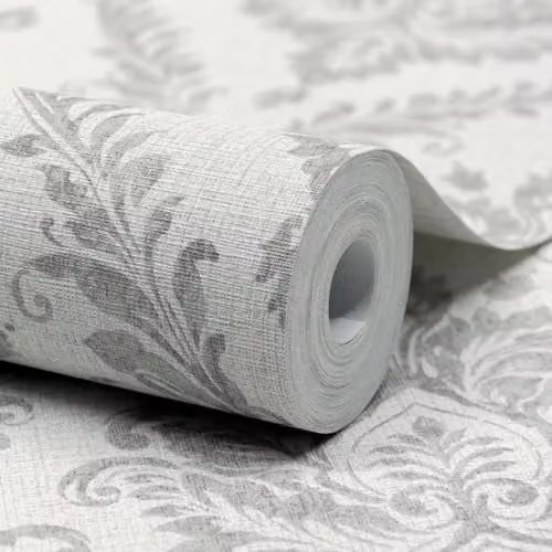 Grandeco Classical Grand Damask Textured Wallpaper in Grey – 1
