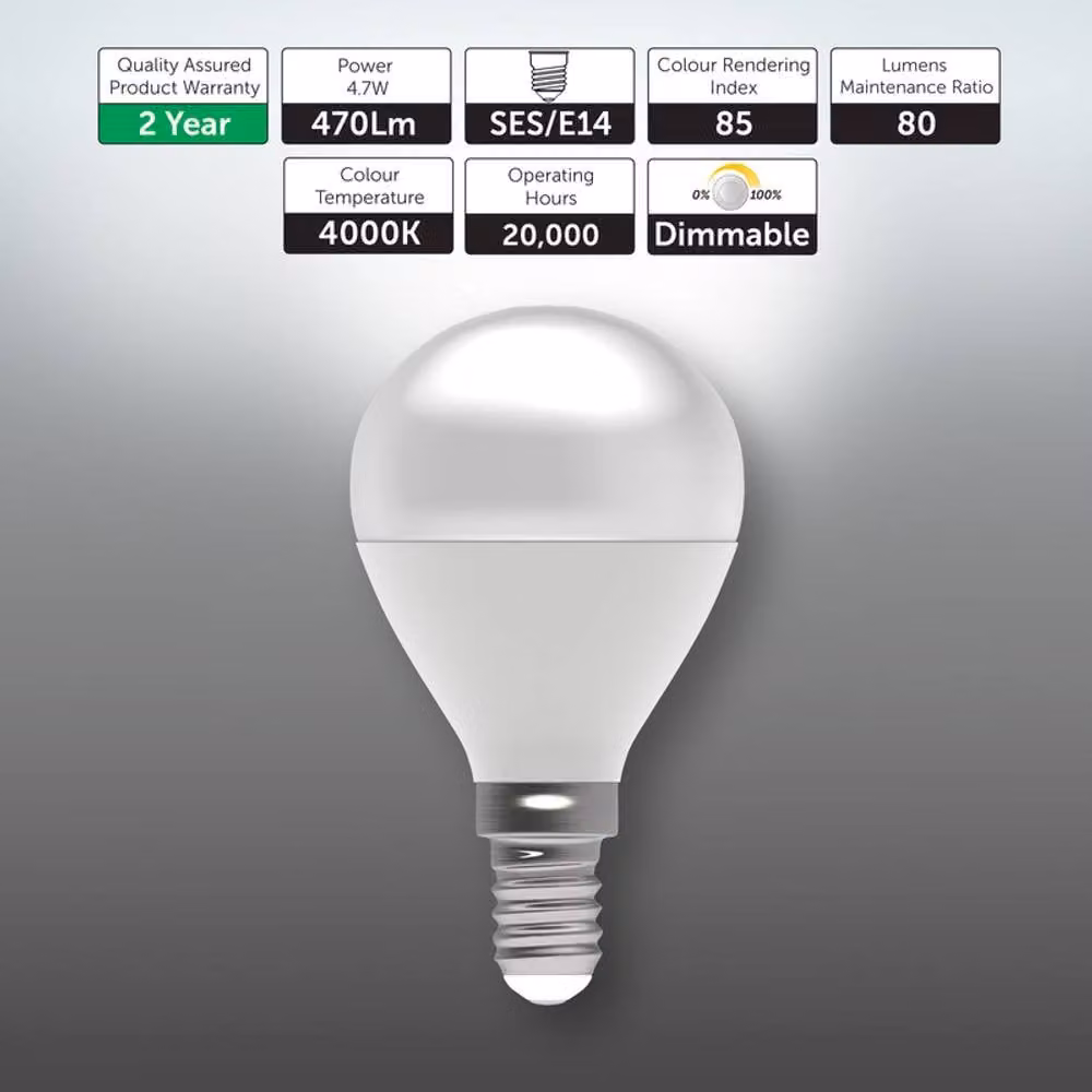 BELL Lighting E14 LED Golf Ball Bulb, Dimmable, White, Pack of 3 – 1