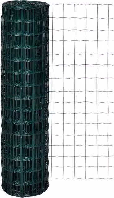 Berkfield Home Euro Fence PVC Coated Steel Fencing, Green, W: 10 m, H: 1.8 m – 1