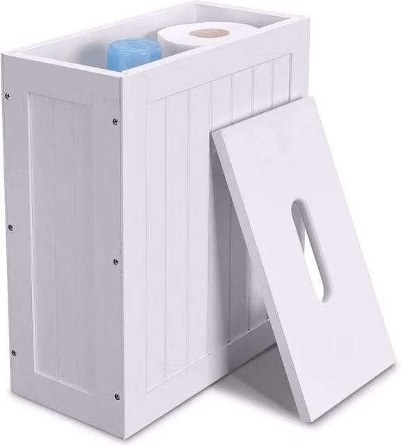 VOGREX White Slimline Shaker Bathroom Toilet Roll Storage Unit – 1