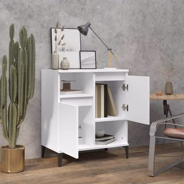 Berkfield Home Modern White Sideboard in Matt Engineered Wood W/D/H: 60 x 35 x 70 cm
