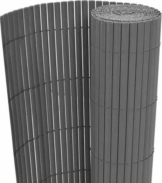 Berkfield Home Double-Sided Mat Grey PVC Garden Fence, H: 150 cm, W: 500 cm