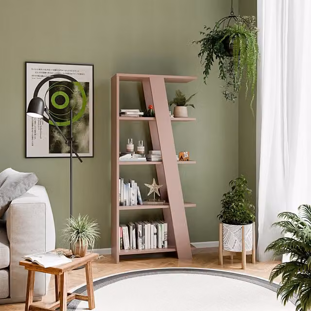 Furniture To Go Natta 5-Tier Modern Wood Shelving Unit in Terracotta