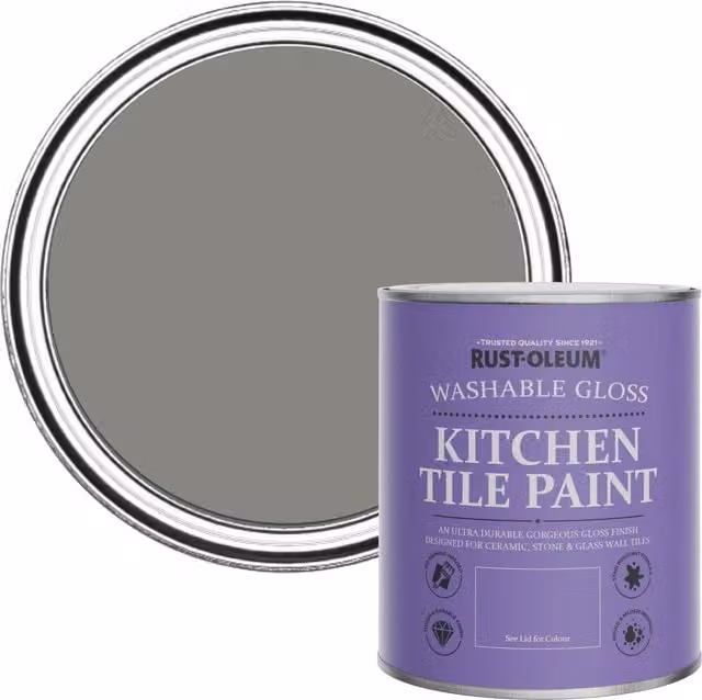 Rust-Oleum Art School Kitchen Tile Paint in Grey Gloss Finish, 0.75 l
