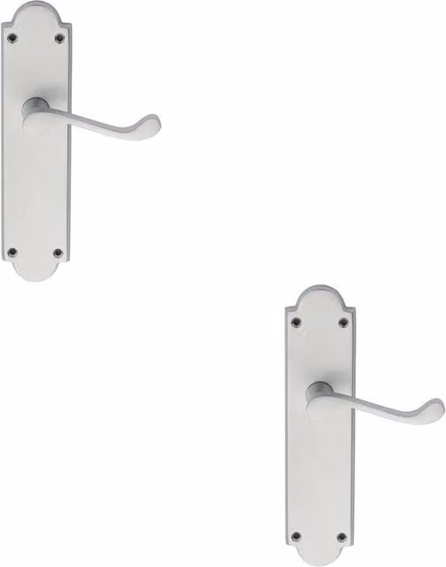 Loops 2x Pair Victorian Scroll Handles with Latch Backplate in Satin Chrome, 205 x 49 mm