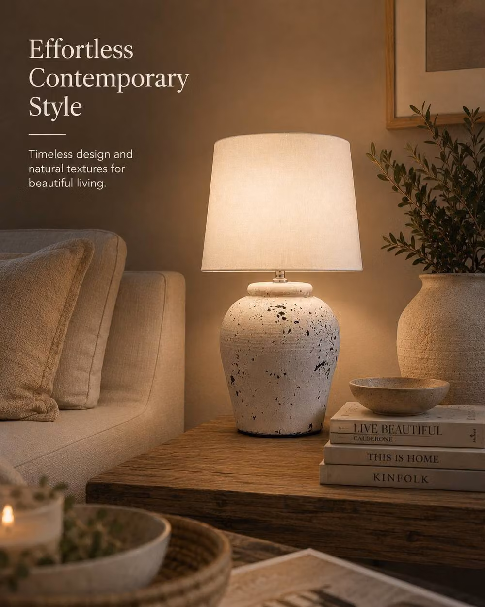 Downton Interiors White and Grey Distressed Ceramic Table Lamp with Fabric Shade H 52 cm x W 36 cm x D 36 cm – 4