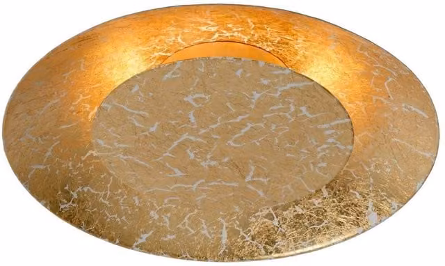Lucide FOSKAL Modern LED Flush Ceiling Light in Yellow and Gold/Brass