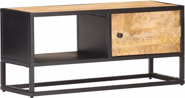 Berkfield Home Rustic Mango Wood TV Cabinet in Brown, W/D/H: 90 x 40 x 40 cm