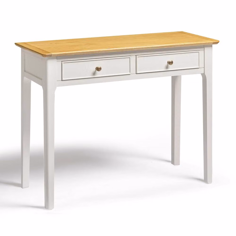 FurnitureboxUK Belle 2 Drawer Solid Oak Wood and Cream Console Table – 2