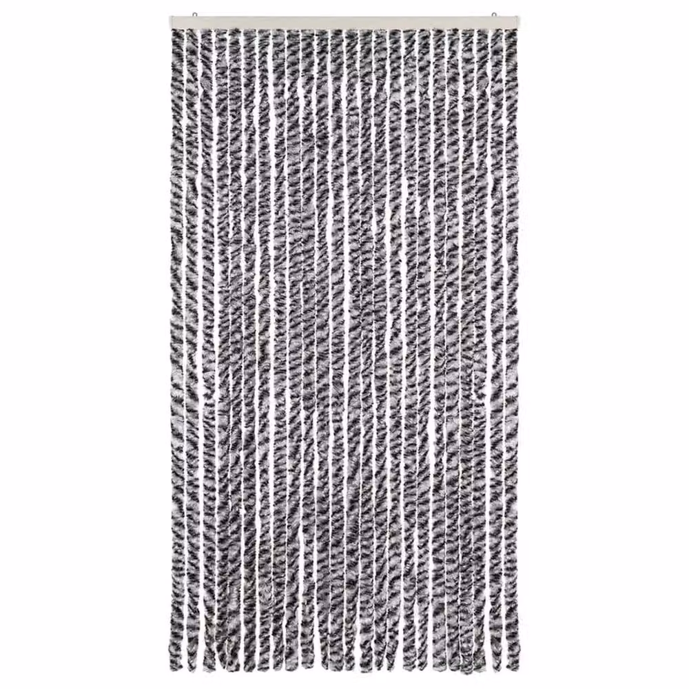 Berkfield Home Striped Chenille Fly Curtain in Grey, Black and White, W: 100 cm, H: 220 cm – 3