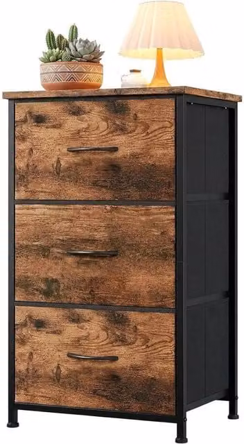 FORGEVIO 3-Drawer Brown Wood Dresser Chest for Bedroom and Living Room