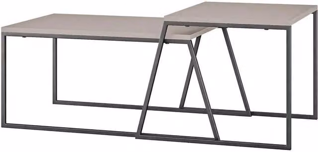 Havendro Set of 2 Mocha Grey Scratch Resistant Nesting Coffee Tables