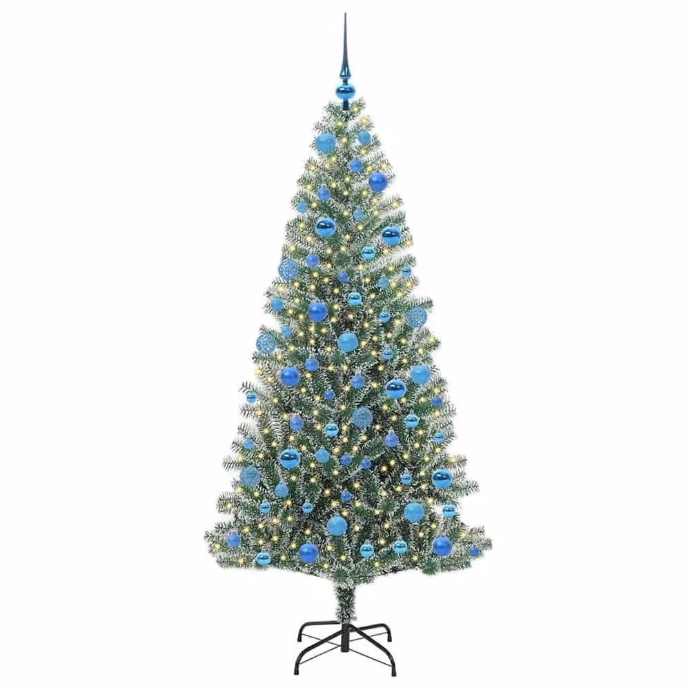Berkfield Home Snow Flocked Artificial Christmas Tree with LED Lights, Green, Height: 180 cm – 3