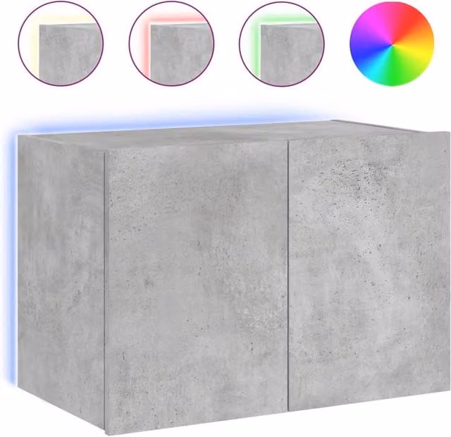Berkfield Home Modern Wall Mounted TV Cabinet with Integrated LED Lights in Matt Concrete Grey, W/D/H: 60 x 35 x 41 cm