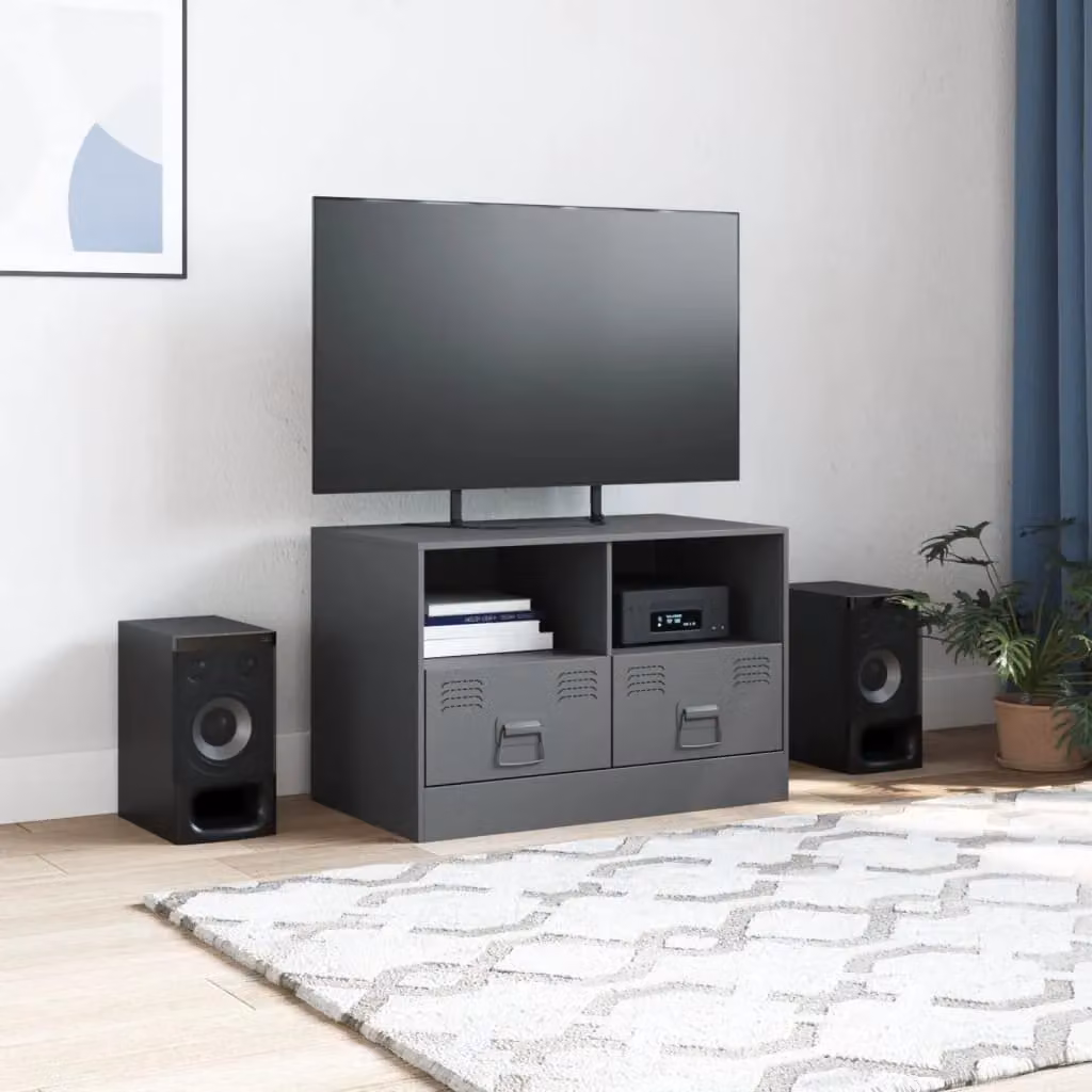 Berkfield Home Anthracite Metal TV Cabinet W/D/H: 67 x 39 x 44 cm – 3