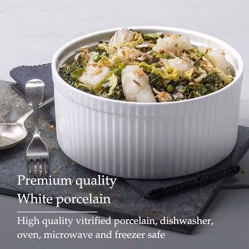 WM Bartleet & Sons 1750 Traditional Porcelain Professional Souffle Dish, White, Diameter: 22 cm, Capacity: 2.5 l – 4