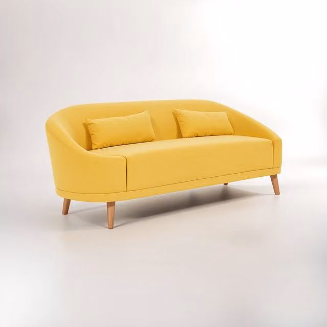 Interiors by Premier Holland Yellow Linen Two Seater Sofa with Scatter Cushions