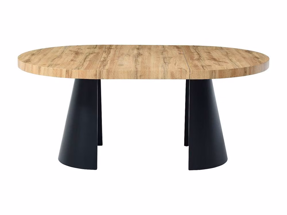 Vente-unique Extendable Dining Table in Light Oak MDF and Black Metal, W/D/H: 120 x 70 x 76 cm – 4