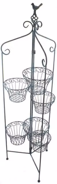 Ascalon Design Ltd Folding 6 Pot Holder in Antique Blue, W: 41 cm, D: 41 cm, H: 143 cm