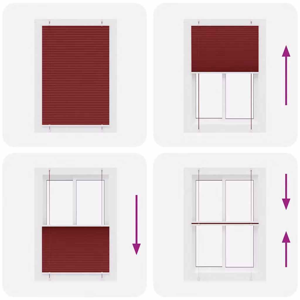 Berkfield Home Single Pleat Corded Blind in Bordeaux Red, W: 95 cm, H: 100 cm, Polyester Fabric – 4