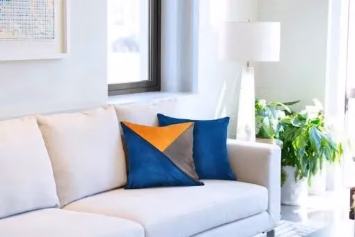 New Edge Blinds Picasso Blue Velvet Square Cushion Cover, W x D: 43 x 43 cm – 2