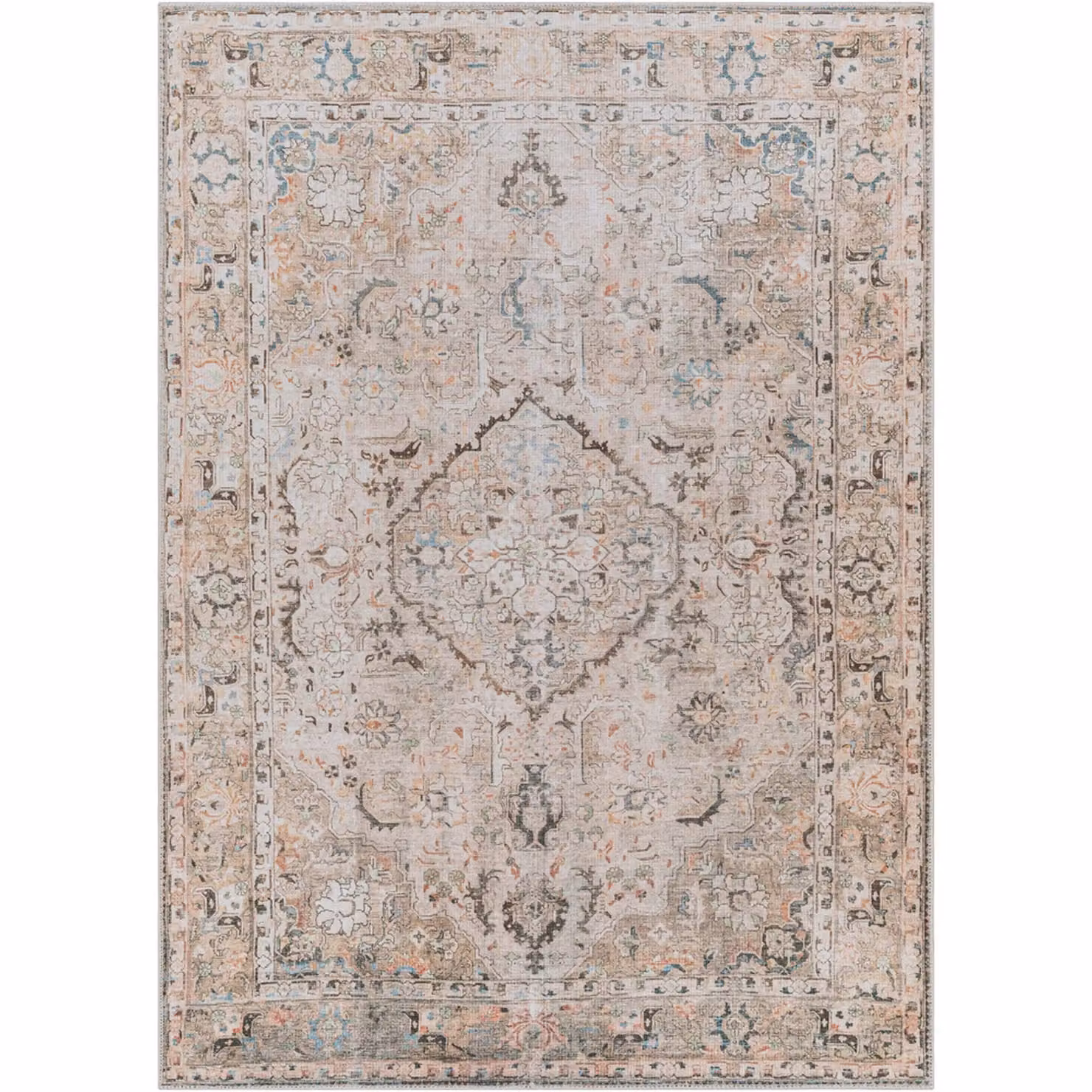 Livabliss Kemer Washable Vintage Boho Living and Dining Room Rug in Taupe, Beige, Grey and Blue, W: 200 cm, D: 275 cm – 2