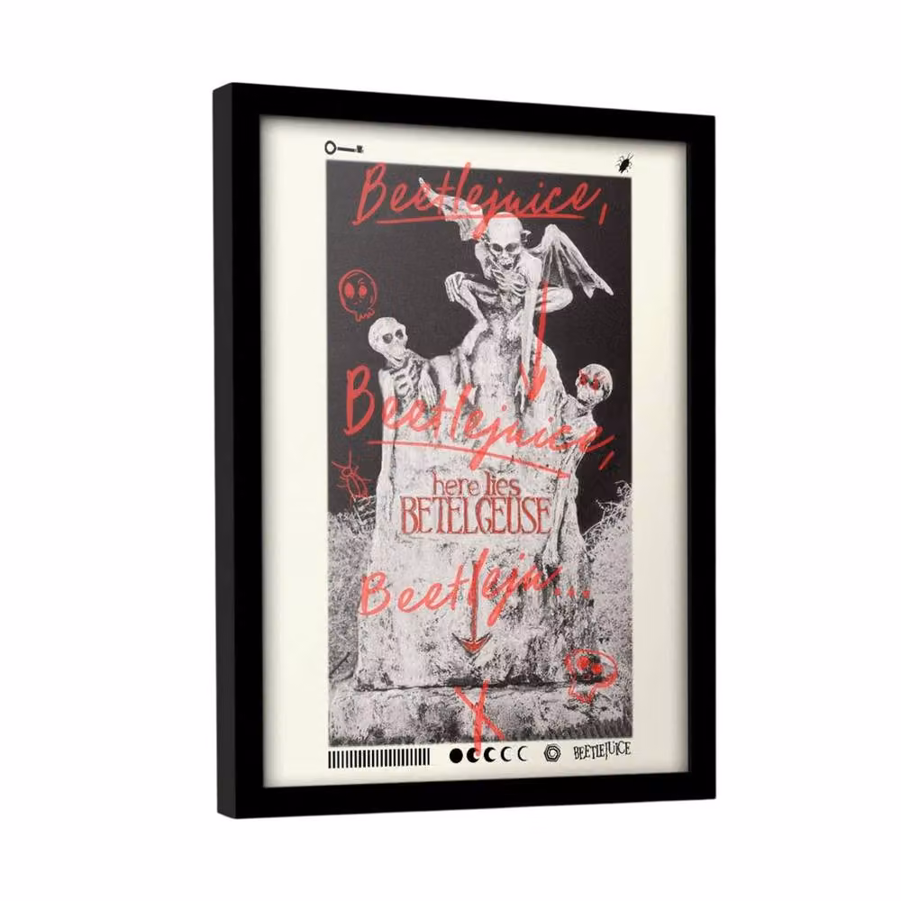 Beetlejuice Here Lies Betelgeuse Multicolour Framed Typography Poster in White – 3