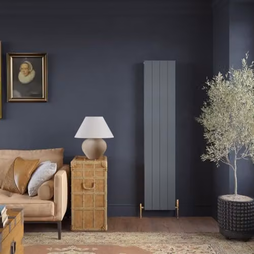 UK Radiators Thetford Anthracite Grooved Vertical Designer Aluminium Radiator, H: 180 cm, W: 37.2 cm – 3