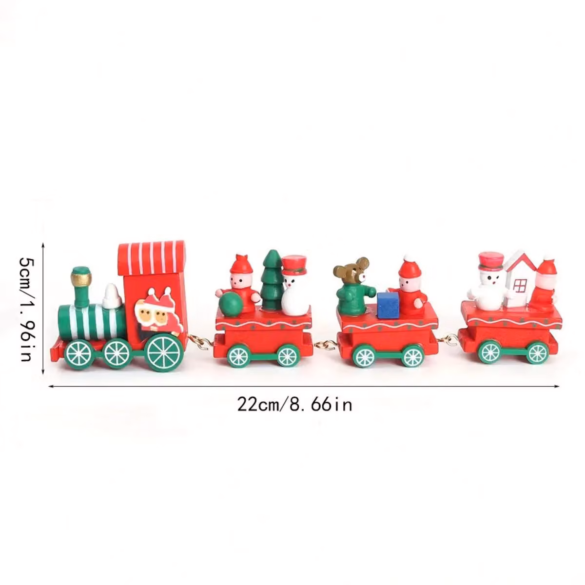 Leaper Retro Wooden Christmas Train Tabletop Ornament in Red, White and Green – 2