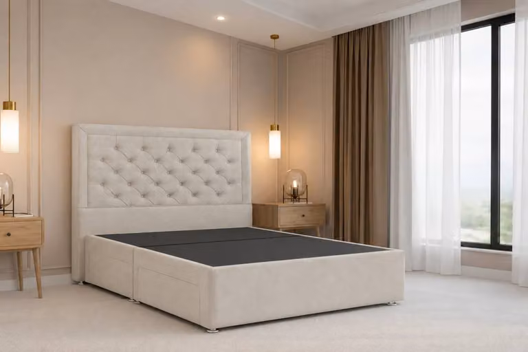 Nexus Mattresses Ltd Tuscany Plush Sprung Divan Set with 54 inch Headboard, Beige, W/D/H: 180 x 200 cm