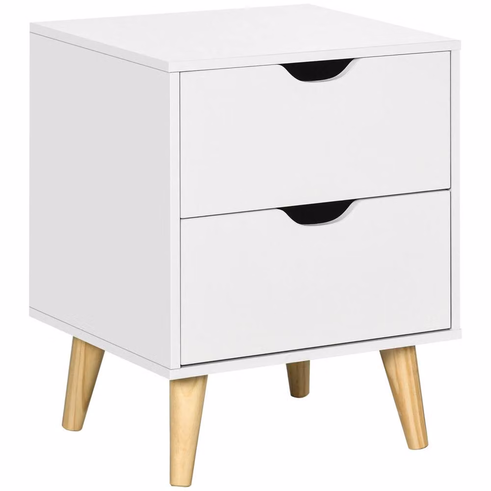 Wyld Haus Dodomi Suke 2 Drawer White Bedside Table with Natural Pine Legs W/D/H: 35 x 50.5 x 40 cm – 2