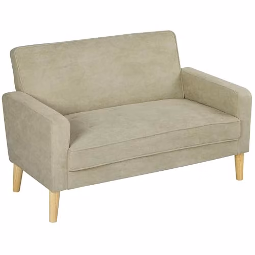 HOMCOM 2 Seater Velvet Upholstered Sofa in Beige