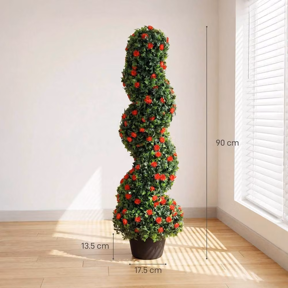 NESTLUNE Red Artificial Rose Topiary Tabletop Tree – 2