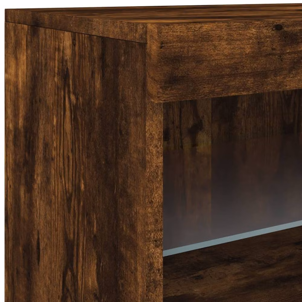 Berkfield Home Modern Smoked Oak Sideboard with Integrated LED Lights in Brown, W/D/H: 60 x 37 x 67 cm – 7