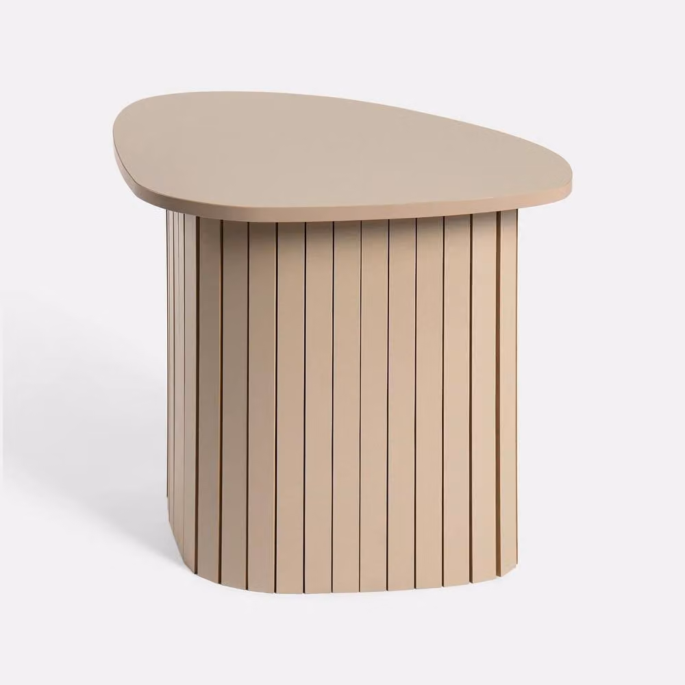 OHS Madison Ribbed Round Side Table in Sand Beige – 2