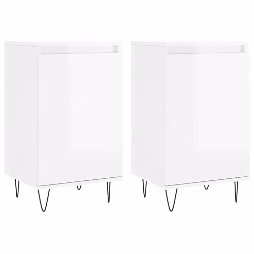 vidaXL Set of 2 Modern High Gloss White Sideboards in Engineered Wood, W/D/H: 40 x 35 x 70 cm