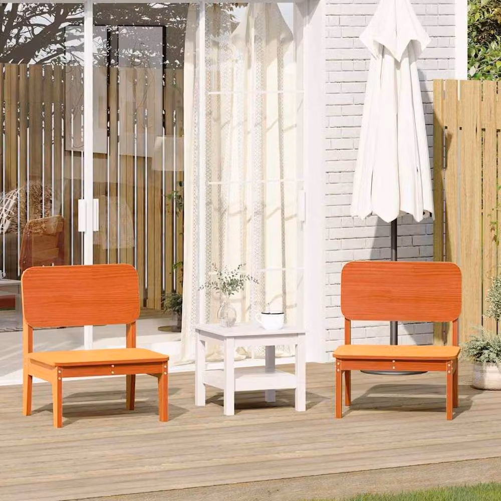 Berkfield Home Set of 2 Rustic Wax Brown Solid Pine Garden Chairs, W: 60 cm, D: 52.5 cm, H: 72 cm – 2