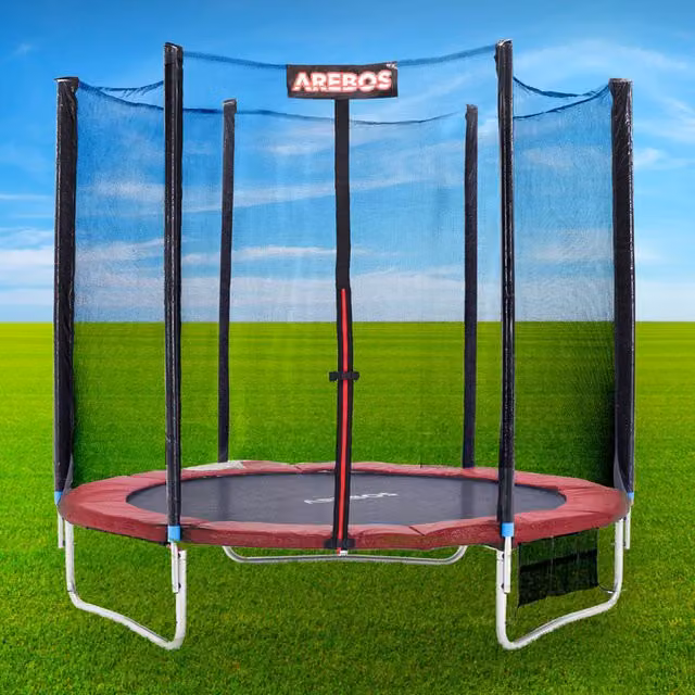 AREBOS Red Trampoline Safety Pads and Spring Edge Cover made from PVC and Rubber