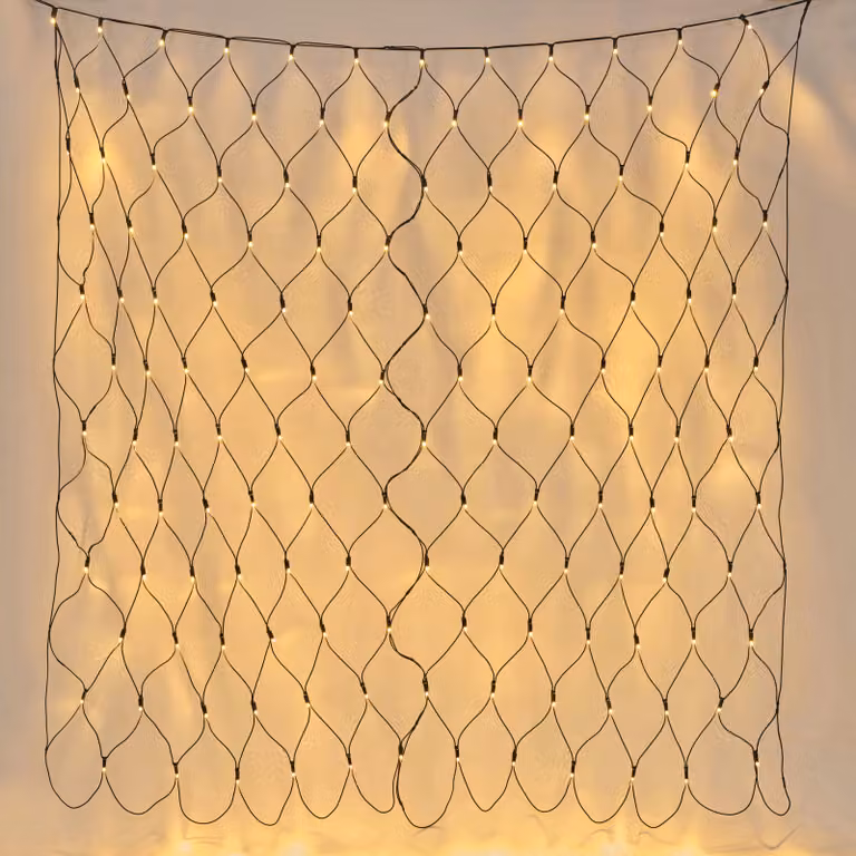 Plus Connect Warm White LED Connectable Net Lights with Black Cable, 14 m x 2 m