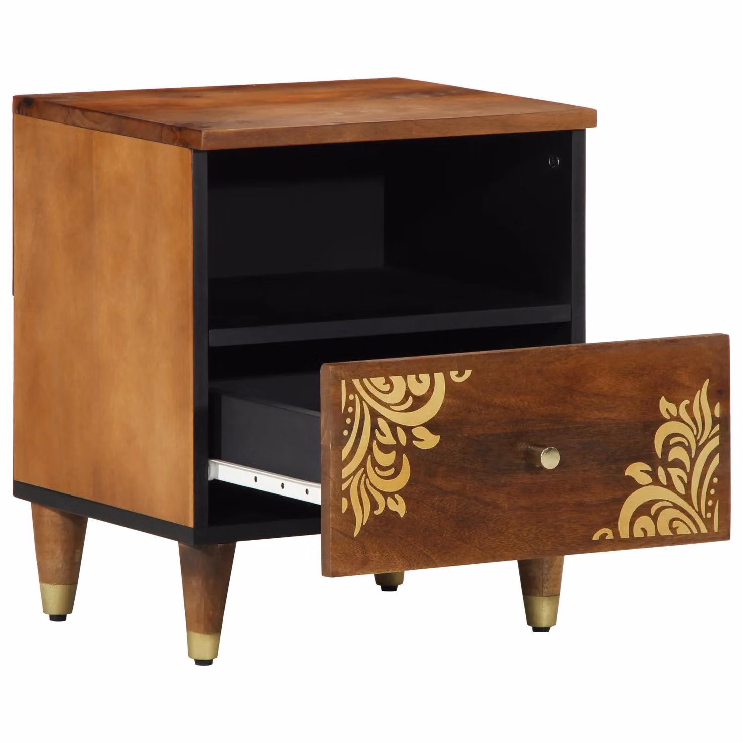 Berkfield Home Set of 2 Solid Mango Wood Bedside Cabinets in Brown, W/D/H: 40 x 33 x 46 cm – 2