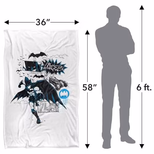Warner Bros. Batman Running Black, Blue and White Kanji Super Soft Fleece Throw Blanket W/D/H: 91 x 147 cm – 3