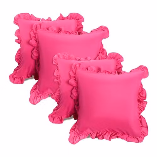 OHS Set of 4 Hot Pink Frill Edge Cushion Covers, W/D/H: 45 x 45 x 45 cm