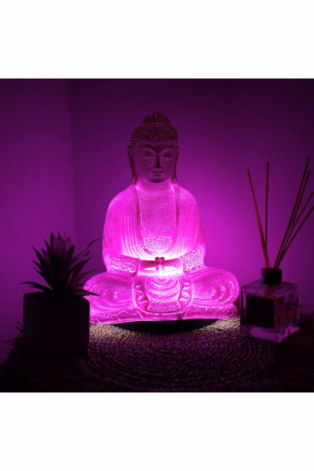 KDMD Meditation Buddha Lamp with Cherry Crackle Oval Stand in Pink – 2