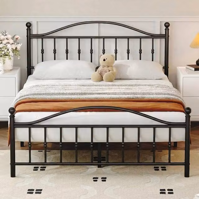 VOGREX Classic Metal Platform Bed Frame in Black