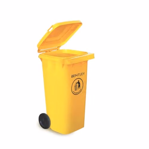 Charles Bentley 120 Litre Yellow Plastic Wheelie Bin with Flip Lid, W/D/H: 95 x 55 x 47 cm – 1