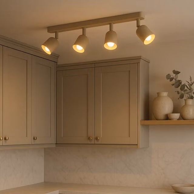 Eglo Tilston Minimalist 4-Light Ceiling Spotlight Bar in Sand Beige – 3