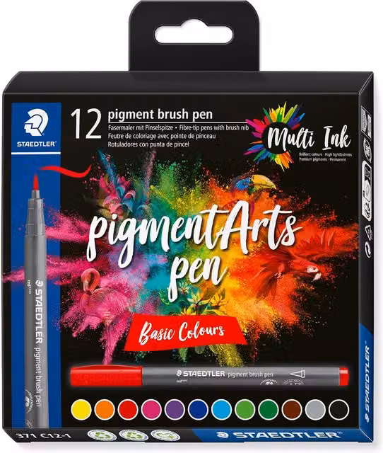 STAEDTLER 371 Pigment Arts Brush Pen, Multi-colour