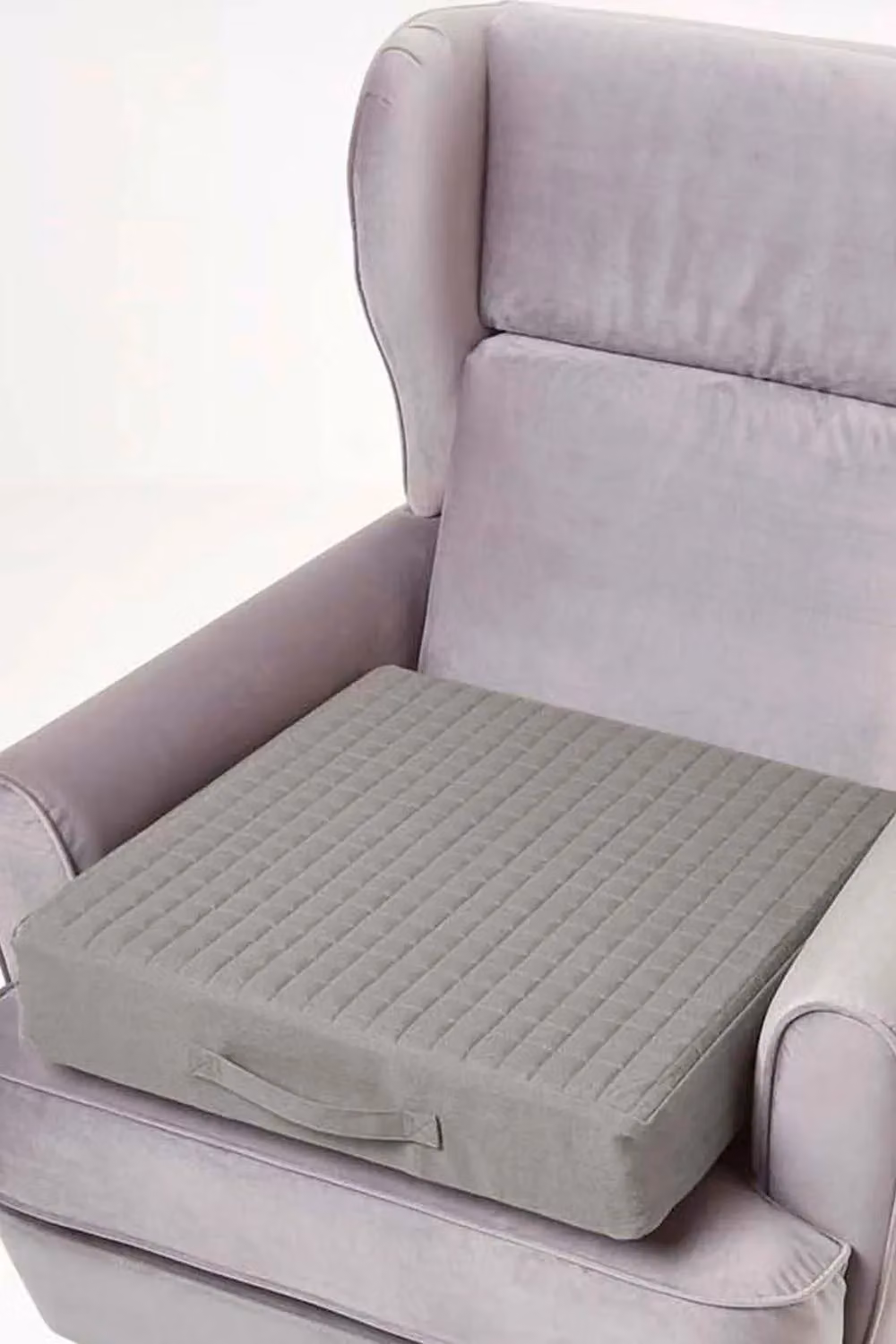 Homescapes Quilted Cotton Armchair Booster Cushion Cover, Grey, W/D/H: 50 x 50 x 1 cm – 2